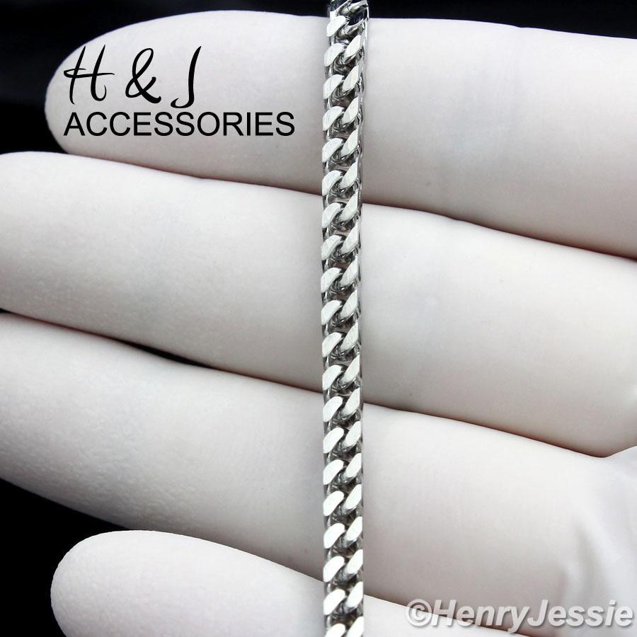 24″Stainless Steel 3mm Silver Classic Franco Box Cuban Curb Chain Necklace