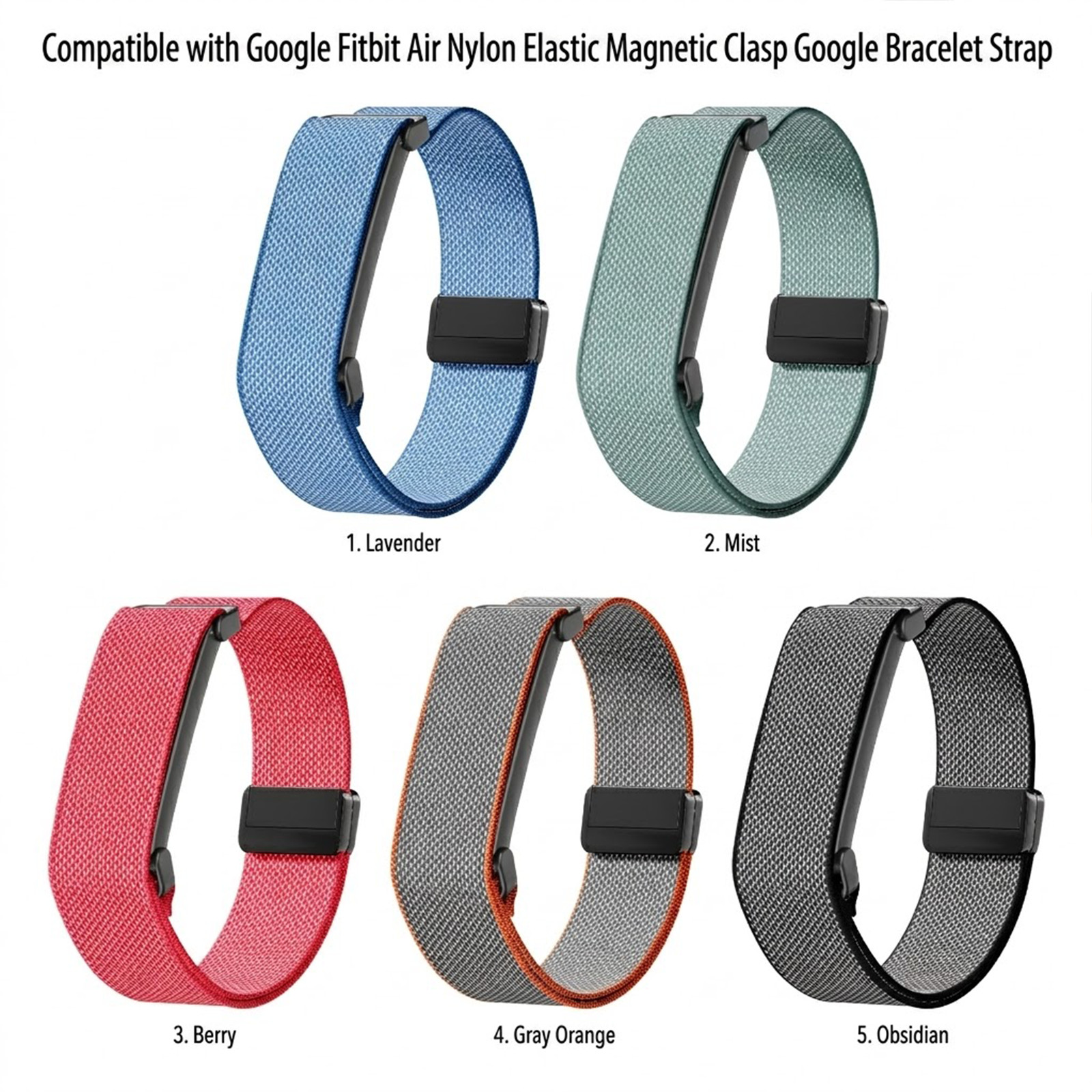 For Google Fitbit Air Magnetic Band Adjustable Elastic Nylon Loop Strap Bracelet