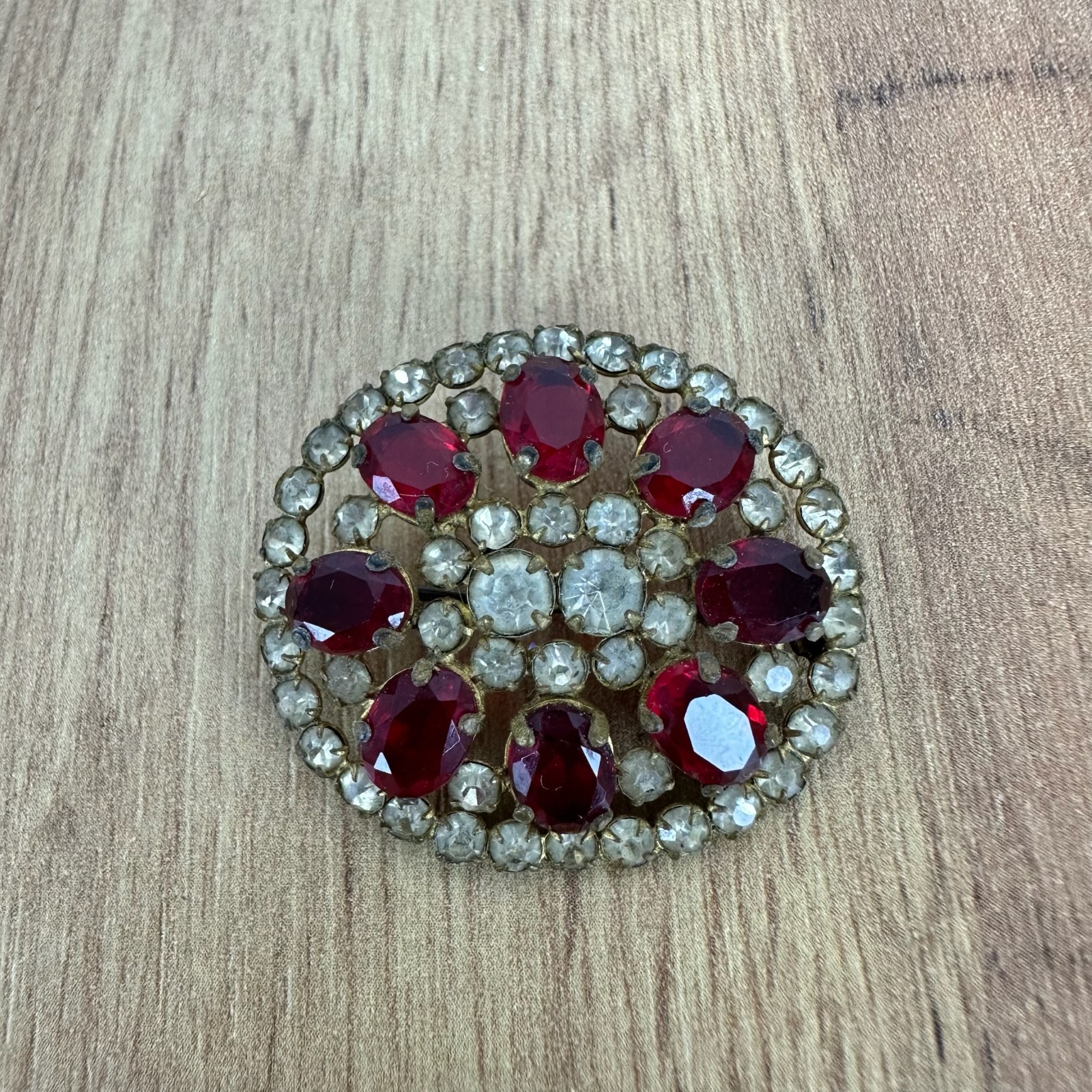Czech Republic Vintage brooch – USSR jewelry – soviet Red stone