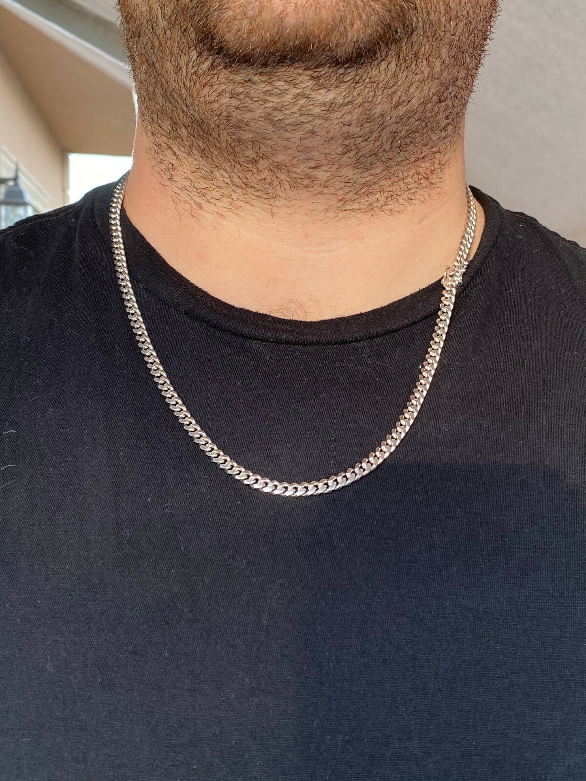 Mens Miami Cuban Link Chain Real Solid 925 Sterling Silver Box Lock Necklace 5mm