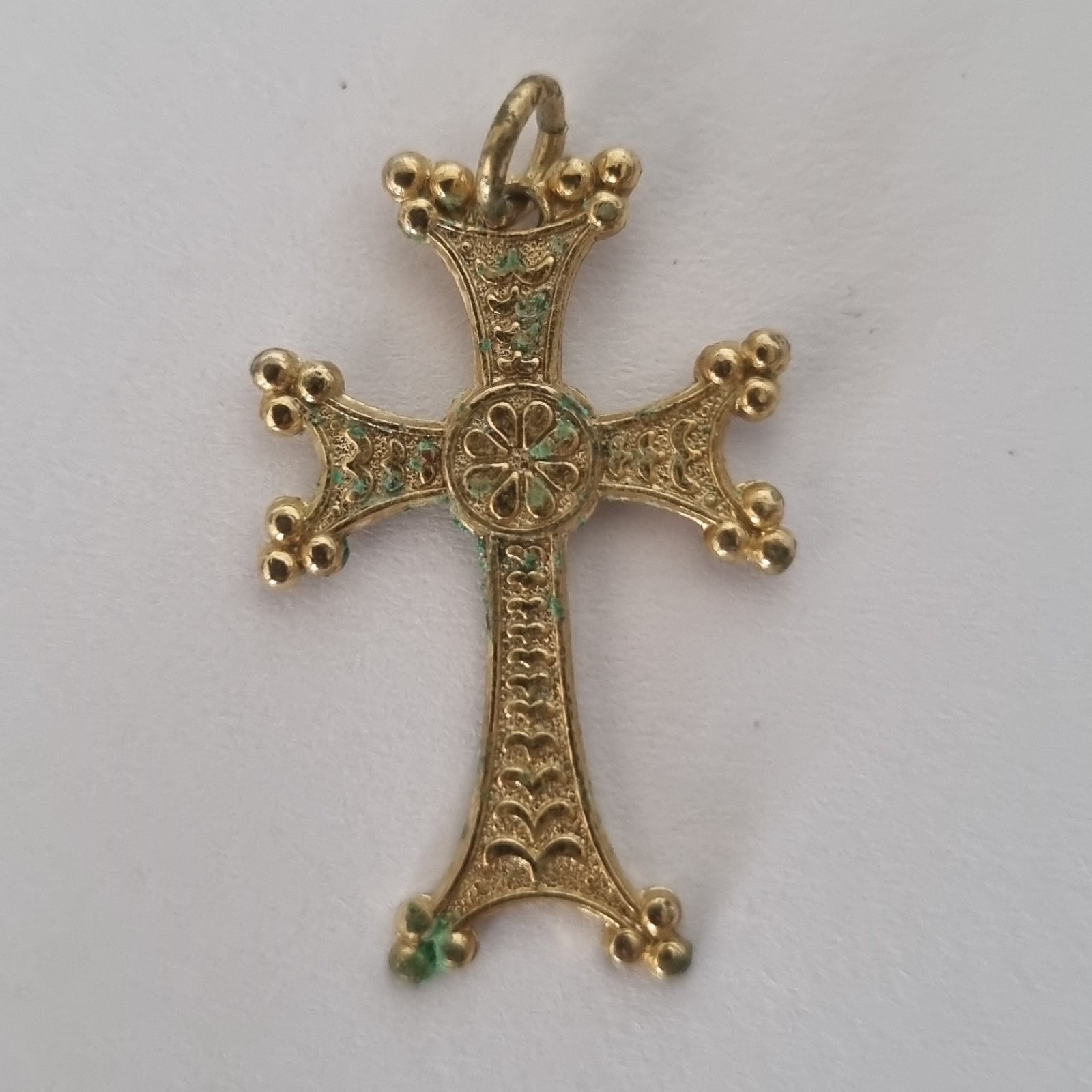 Vintage Armenian Cross Pendant Gold Tone Holy Etchmiadzin Inscribed