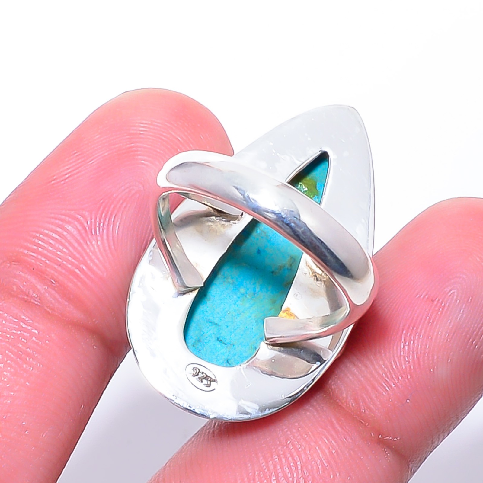 Magnesite Turquoise Gemstone 925 Sterling Silver Jewelry Handmade Ring s.8 Sku3