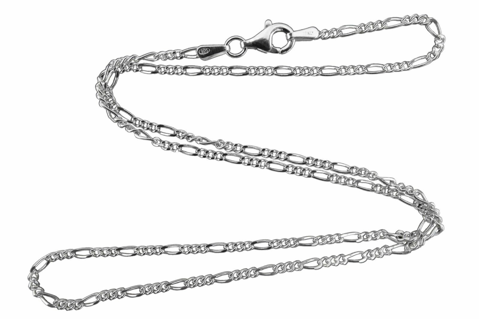 2mm Figaro Chain Necklace – 925 Sterling Silver – Italian 16″ 18″ 20″ 24″ 30″