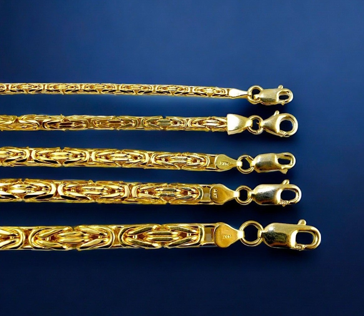 14K Yellow Gold 2mm-5mm Byzantine Square Box Chain Necklace All Sizes Real
