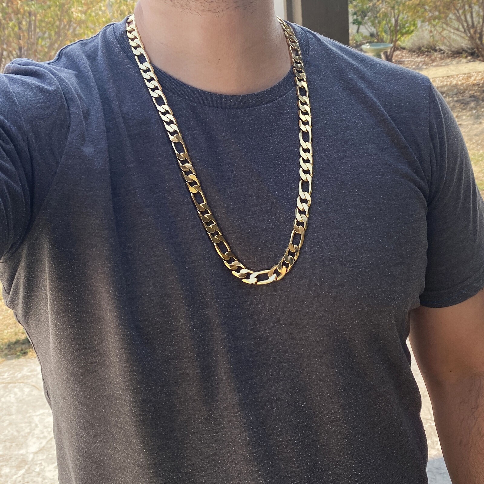 14k Gold Plated Hip Hop Chain Figaro Necklace 30″ x 12MM and Bracelet Combo Set