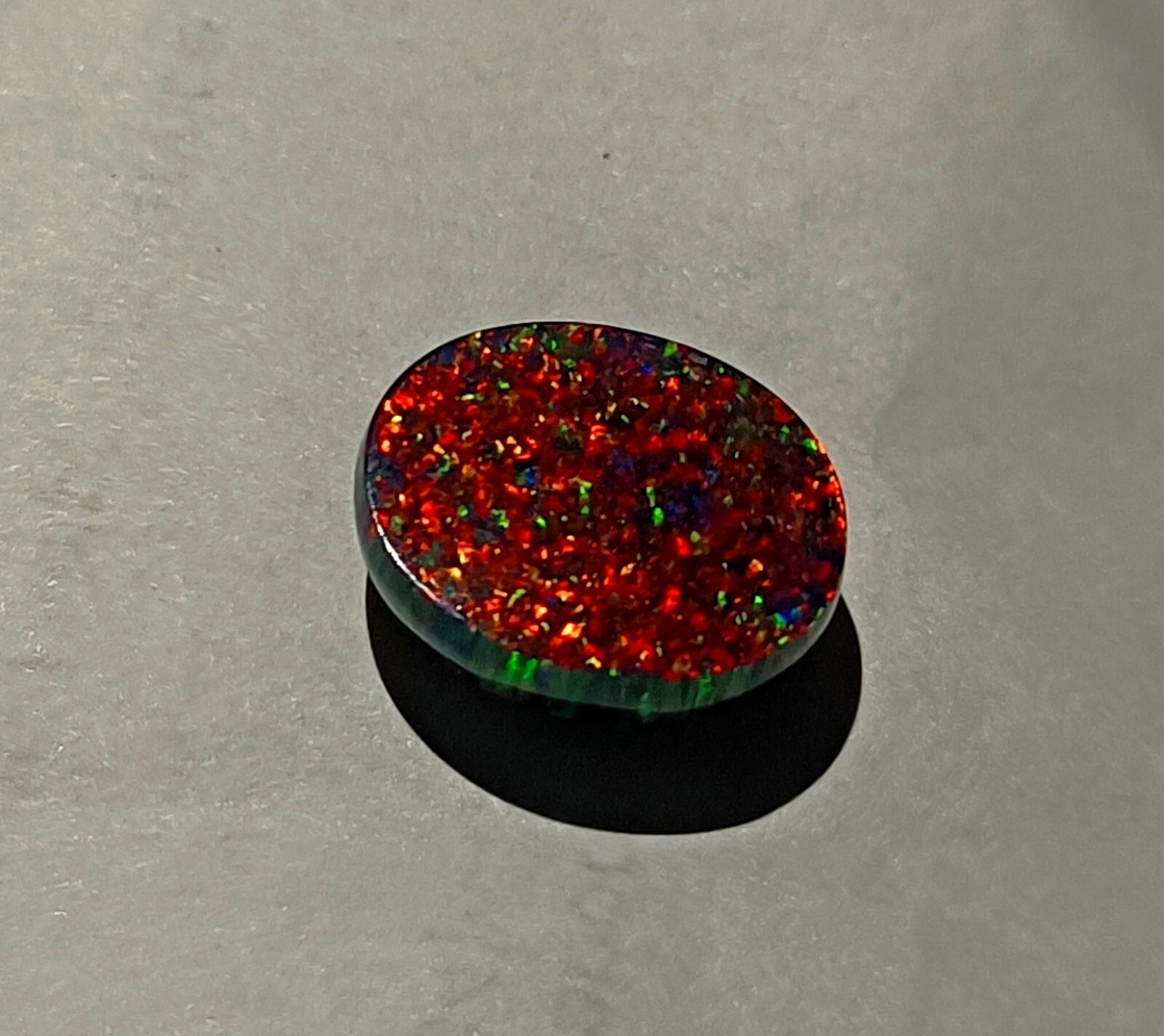 NaturalCertified Black Fire Opal Oval Cabochon 9.70 Ct Australian Loose Gemstone