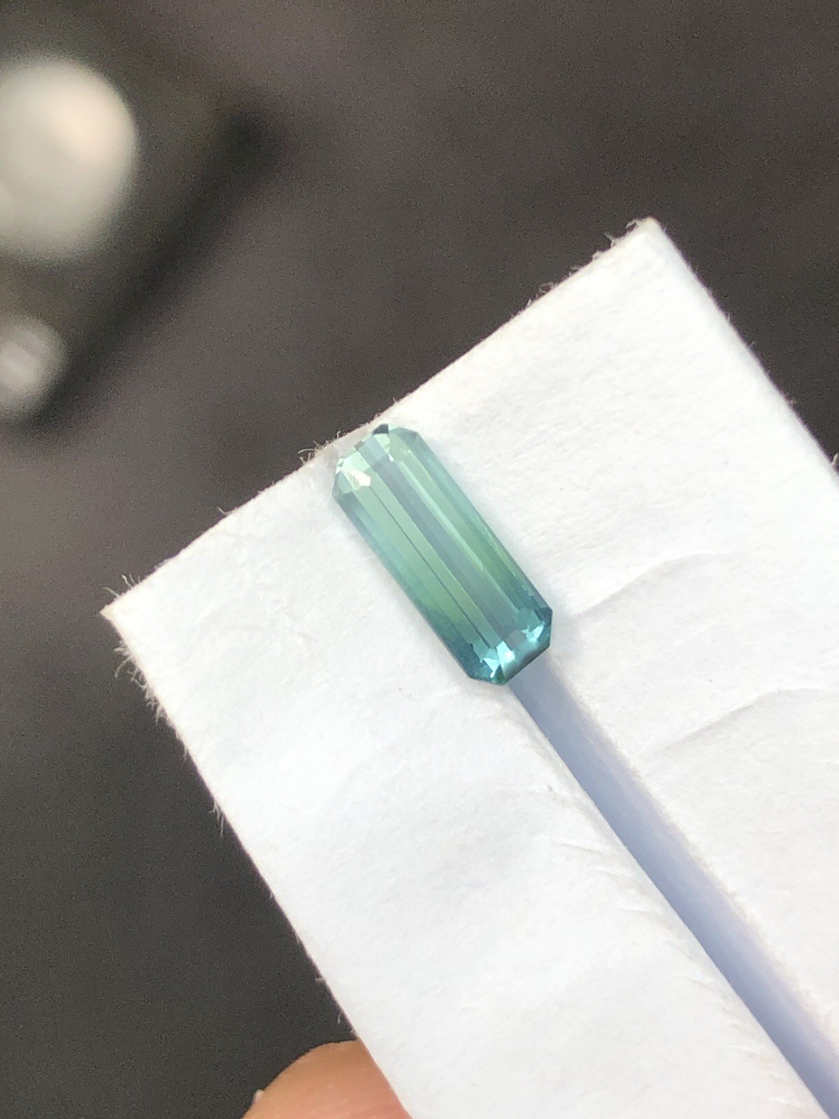 Seafoam Tourmaline Emerald Cut From Afghanistan Bi color zone