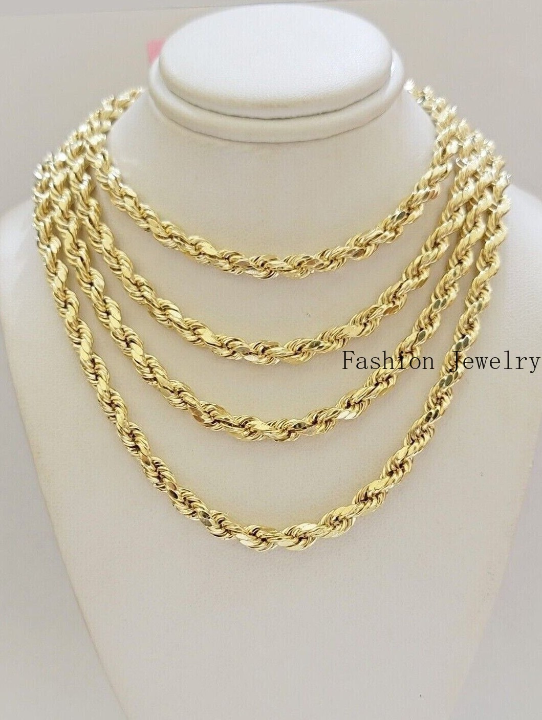 14k Gold Rope Chain Necklace 6mm 18-26 Inch Diamond Cut Men Women REAL 14KT SALE