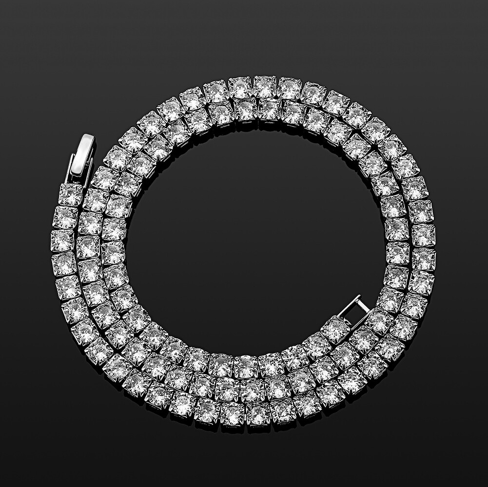 16″-24″ Mens Full Zircon TopBling Tennis Chain Gold Necklaces Hip Hop Jewelry
