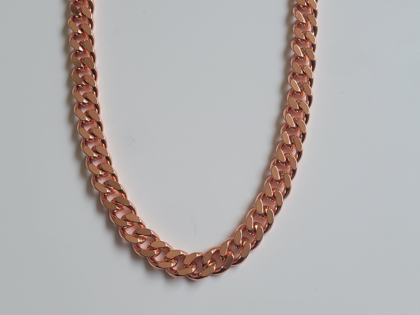 Pure Solid Copper Cuban Curb Chain Link 158gr Heavy 11mm 24″ Chunky Necklace