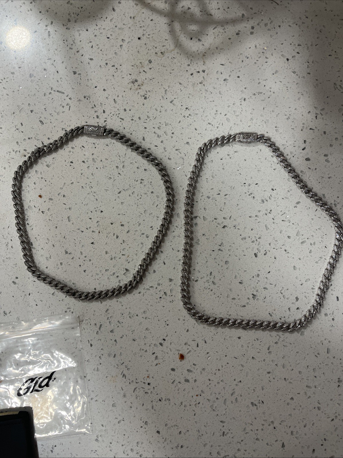 GLD Shop Cuban Chain White Gold Plated 20-inch, 24-inch, 2 chains for 500
