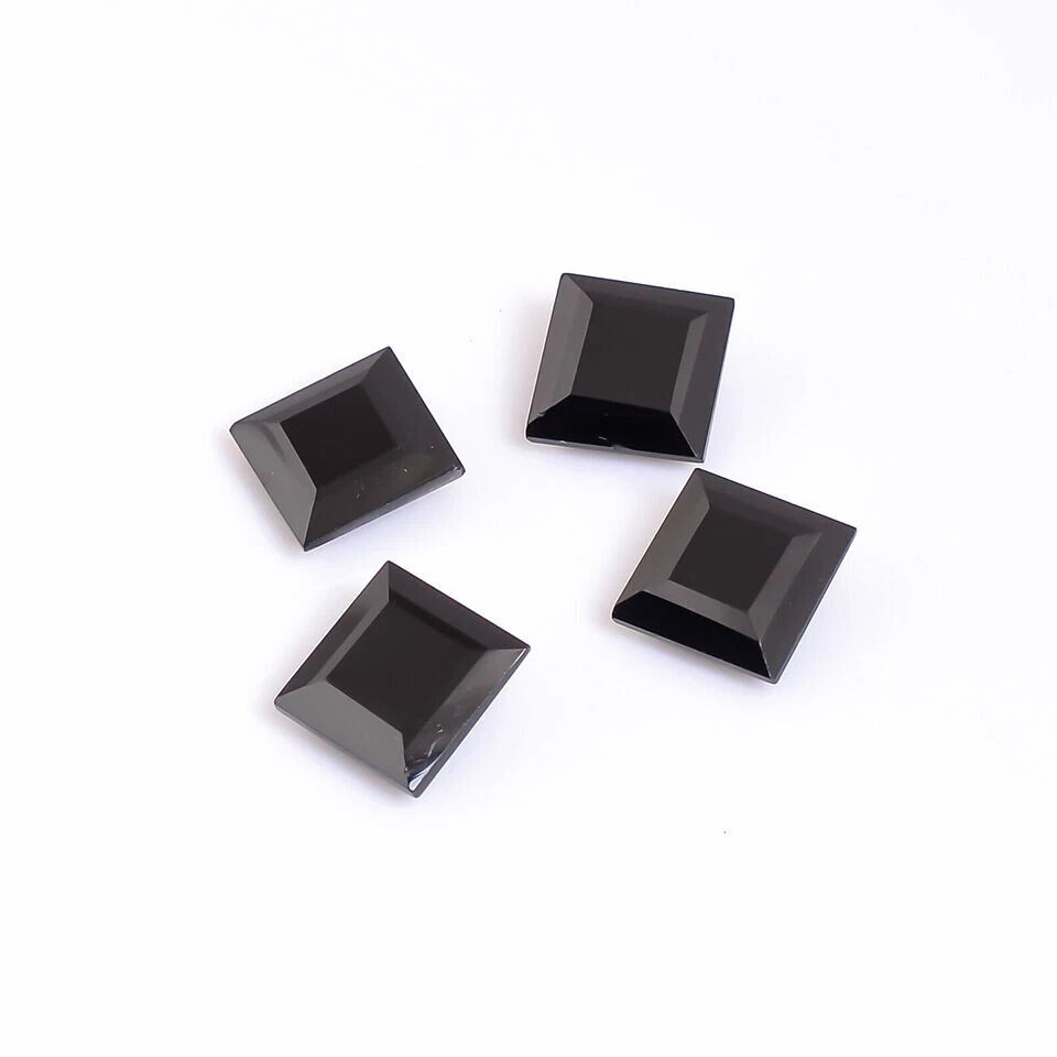 AAA+ Natural Top Quality Black Onyx Faceted Square Shape Loose Gemstone