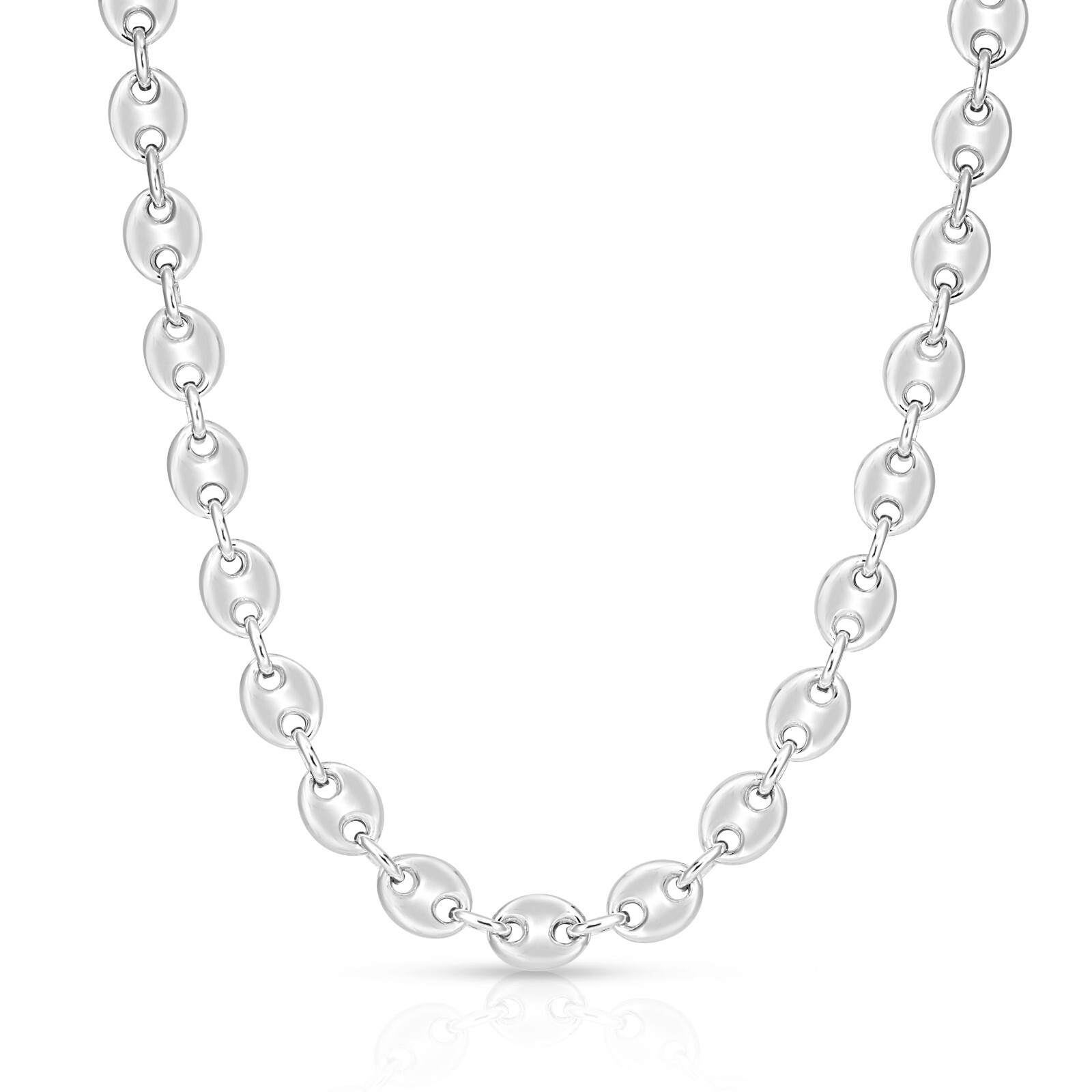 925 Solid Sterling Silver 6MM Puffed Mariner Chain Link Necklace For Women & Men