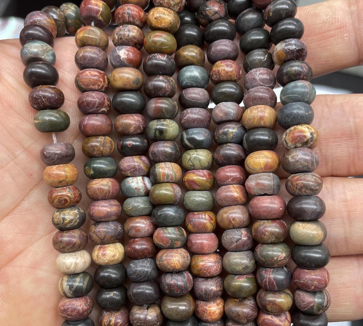 NATURAL 5x8MM MULTI-COLOR PICASSO JASPER GEMSTONE RONDELLE LOOSE BEAD STRAND 15″