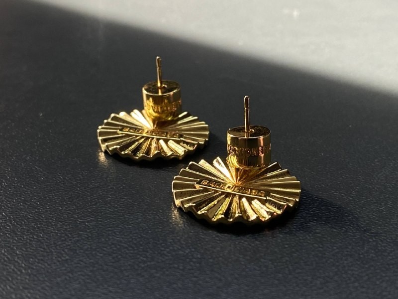 Balenciaga Gold Sunburst BB Logo Stud Earrings 2cm
