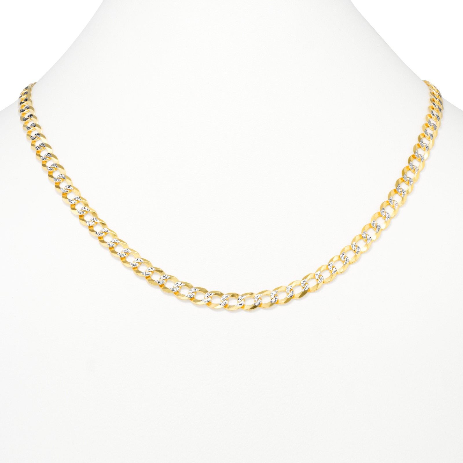 Solid 14K Gold 2-12mm Diamond Cut Pave Curb Chain Cuban Necklace Bracelet 7″-30″