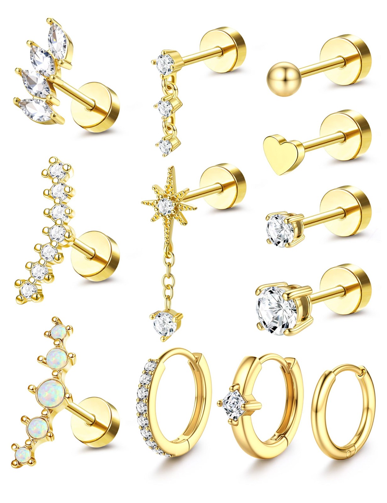 YADOCA 20G Helix Piercing Jewelry Flat back 20G=0.8MM, 14k Gold Plated