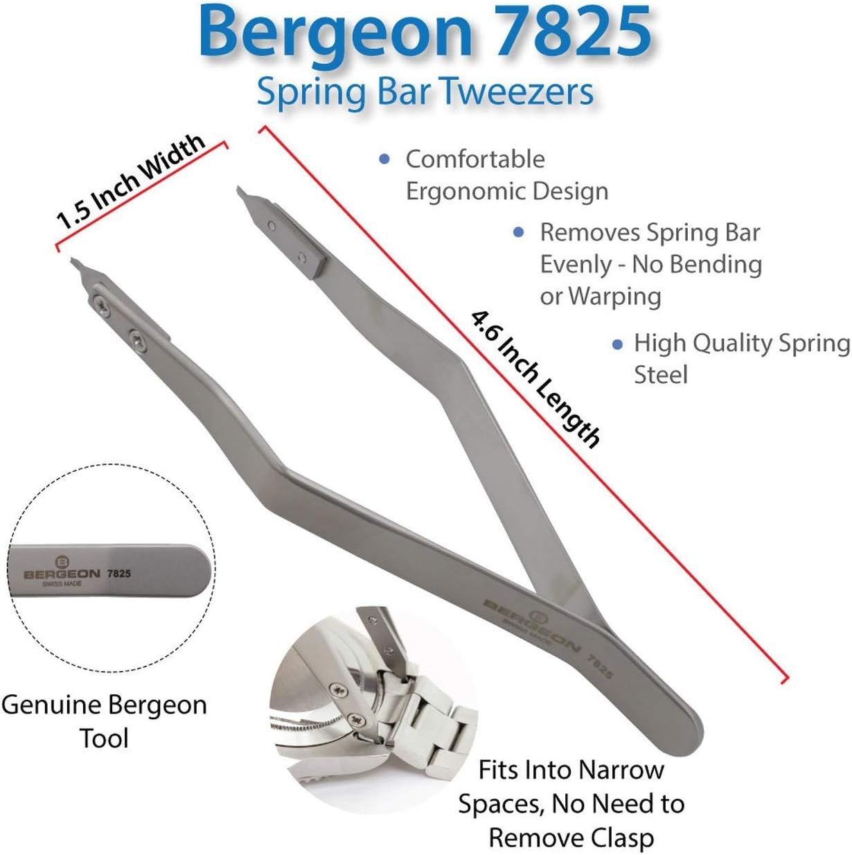 Bergeon 7825 Spring Bar Tweezer Lug Removal Fitting Tool