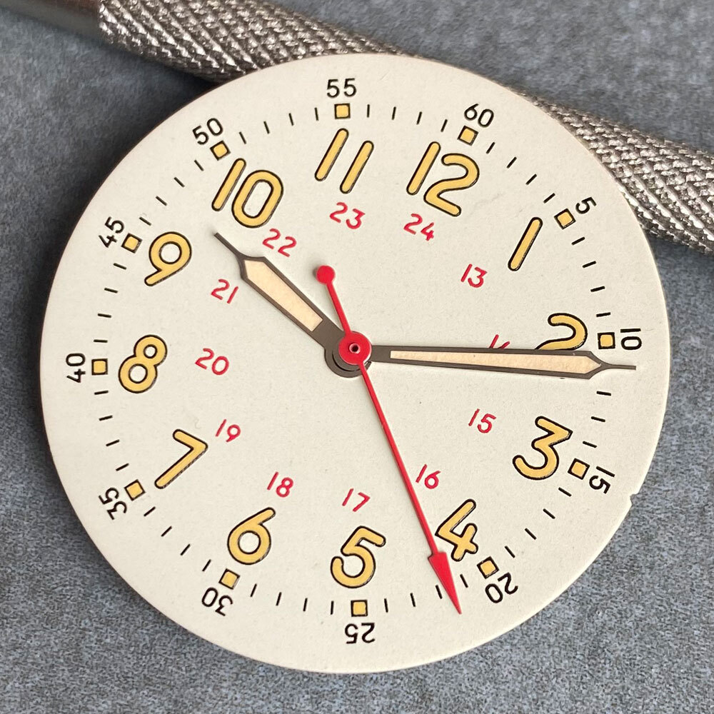 Cream Black Field Watch Dial 29mm Lume Yellow Mark Fit NH35 NH38 PT5000 Parts