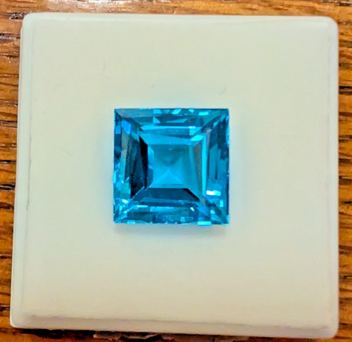 Swiss Blue Topaz 10mm Princess Cut 10.85 cts