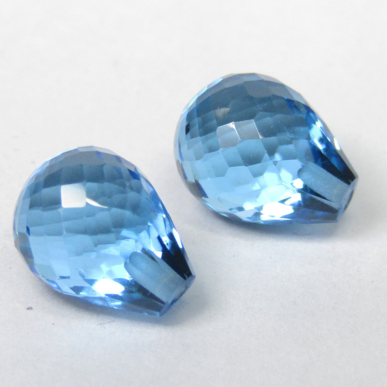 7.90Cts Shimmering Natural Swiss Blue Topaz 9x7mm Briolette Pair Gemstones