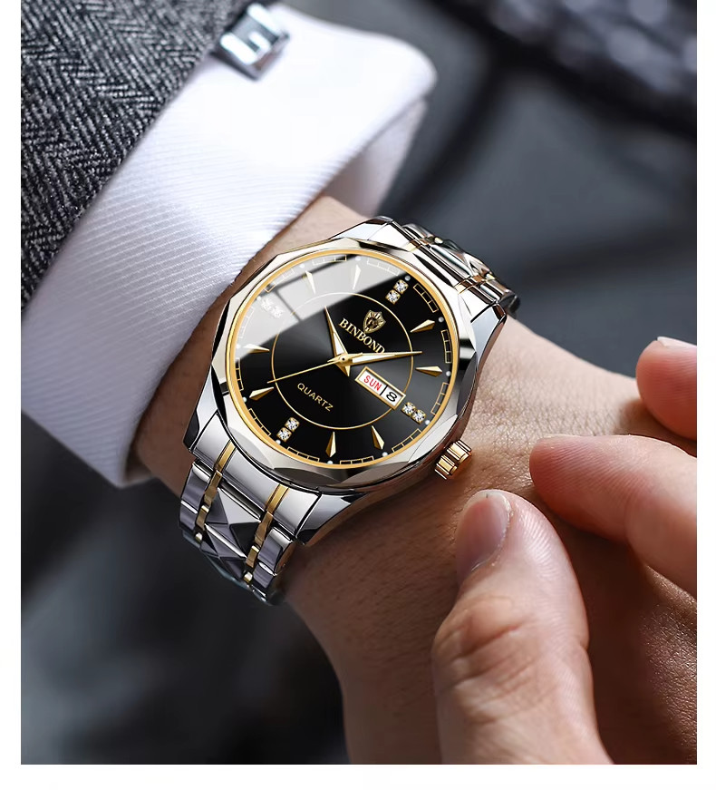 Waterproof Men Watch Stainless Steel Quartz Black Classic Business Wristwatch