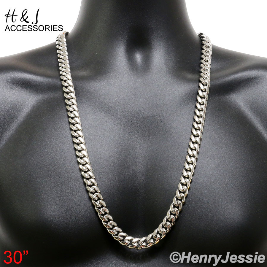 18-40″MEN 316L Stainless Steel 12mm Silver Miami Cuban Curb Chain Necklace*SN154