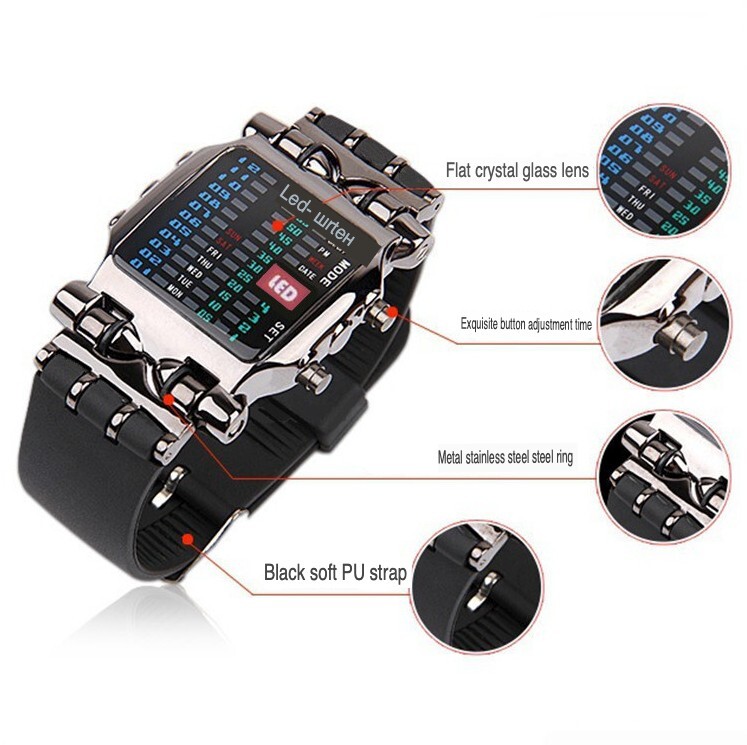 Luxury Men’s Watch LED Sports Date Digital Bracelet Waterproof Quartz Wristwatch
