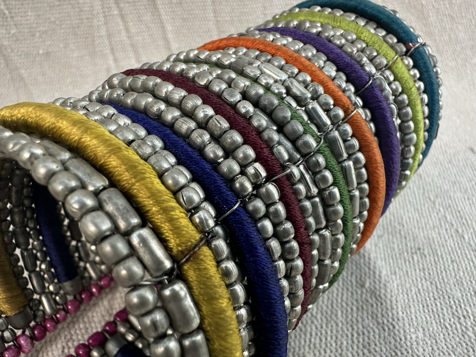 Bohemian Beaded Cuff Bangle ~ 5” Multicolor Bracelet