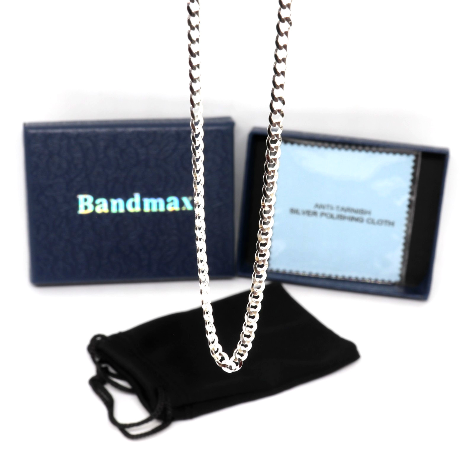 925 Sterling Silver Bandmax Jewellery Chunky 2mm wide Necklace 54cm Curb Chain