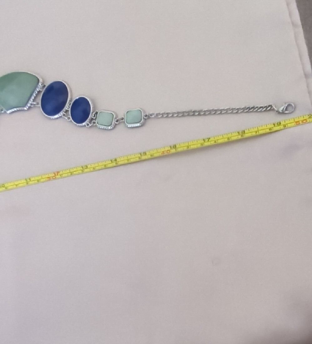 Big Bold Fashion Necklace In Faceted Jade & Royal Blue stones 18″- 20″ long