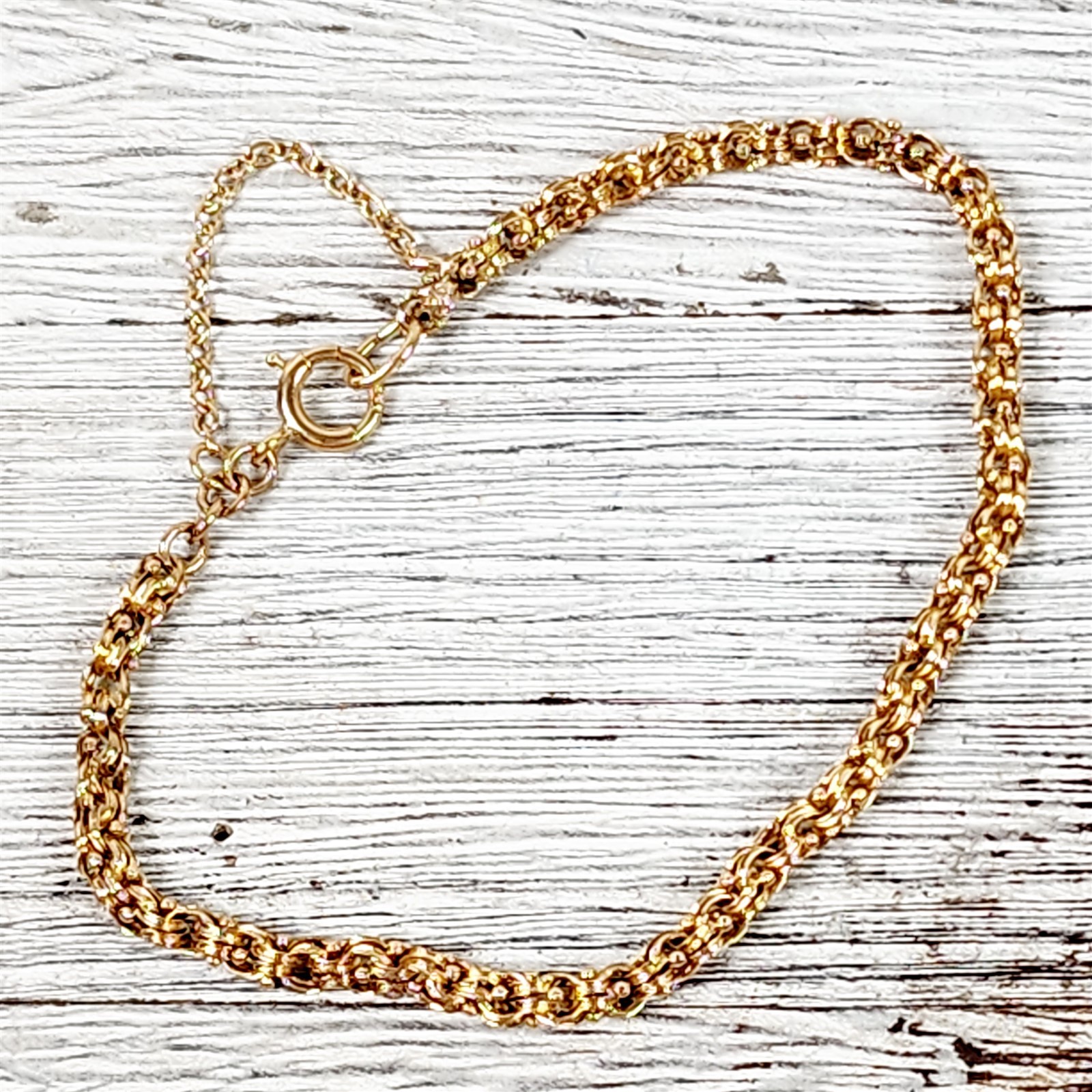 Victorian Belcher Chain 14K Yellow Gold Chain Link Bracelet 6.75″ Stack Staple