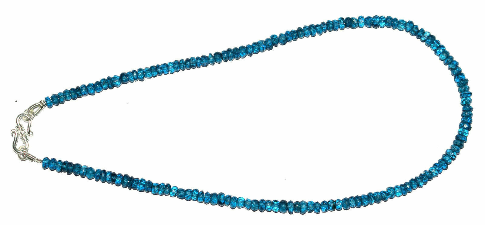 16″inch Necklace Natural London Blue Topaz Rondelle Faceted 4-4.5mm, 925 Silver