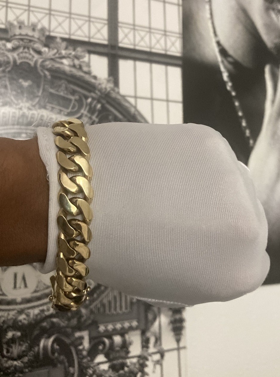 14K Gold Plated Steel Miami Cuban Link Bracelet Men’s Gold Cuban Link Jewelry
