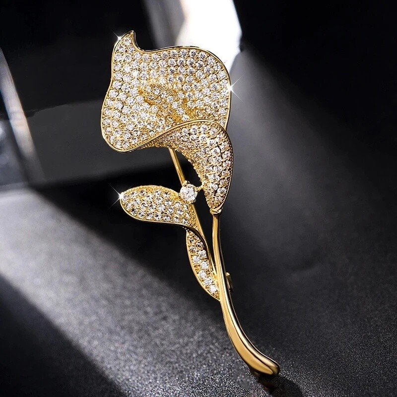 Women High-end Tulip Bouquet Brooch Lily Corsage Female Elegant Pin