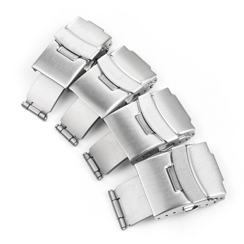 Premium Stainless Steel Double Push Buckle Metal Folding Clasp 16/18/20/22/24mm