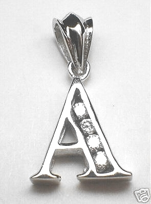 VARIETY RHODIUM-PLATED OVER SOLID STERLING SILVER A-Y INITIAL CLEAR CZ PENDANT