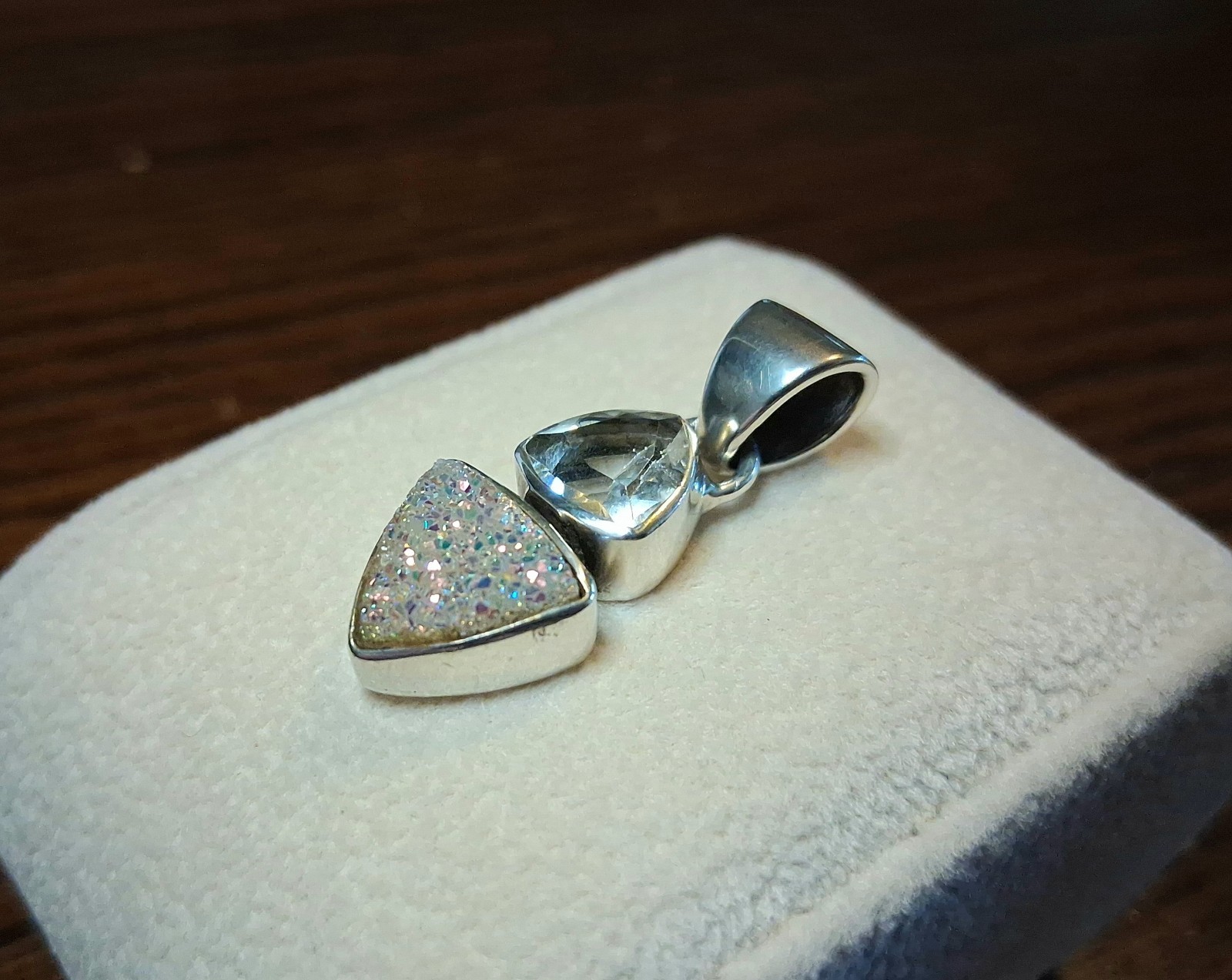 Starborn Sterling Topaz & Rainbow/AB Druzy Pendant 4.3g See Pics/Description