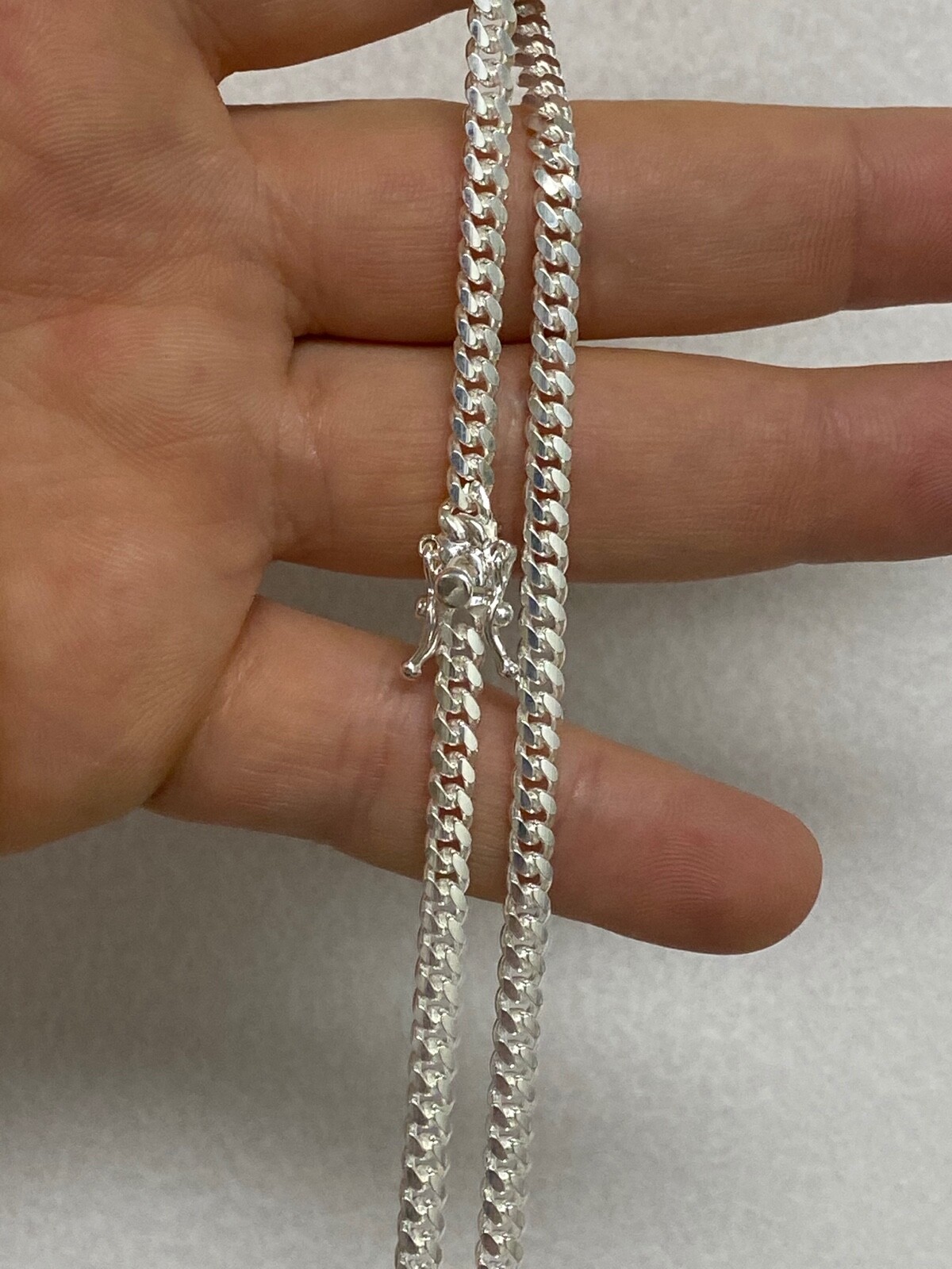 925 Sterling Silver Miami Cuban Chain 4mm 7-30″ Box Clasp Necklace Or Bracelet