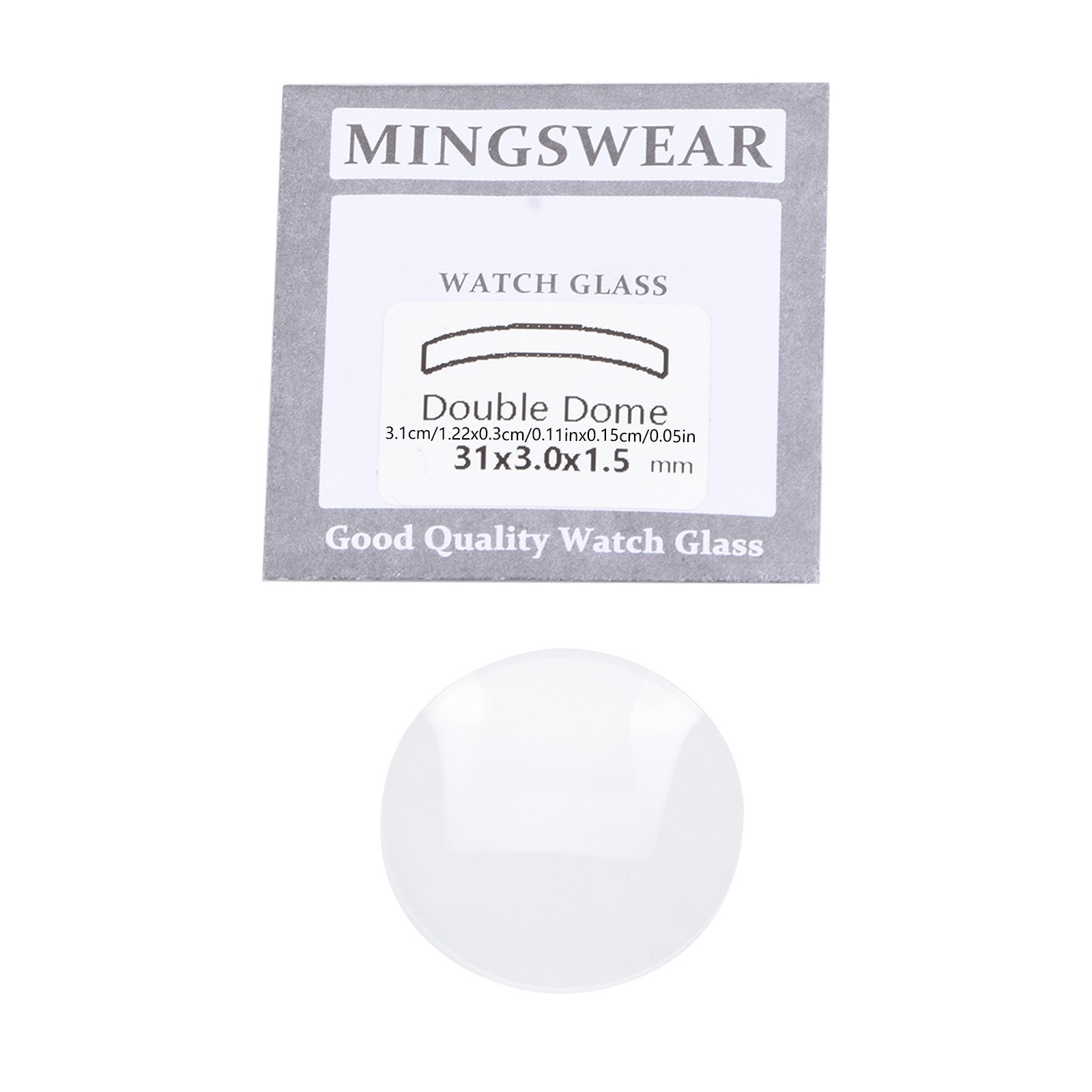 1.5mm Thick Double Domed Mineral Watch Crystal 30mm-38mm Diameter Concave Glass