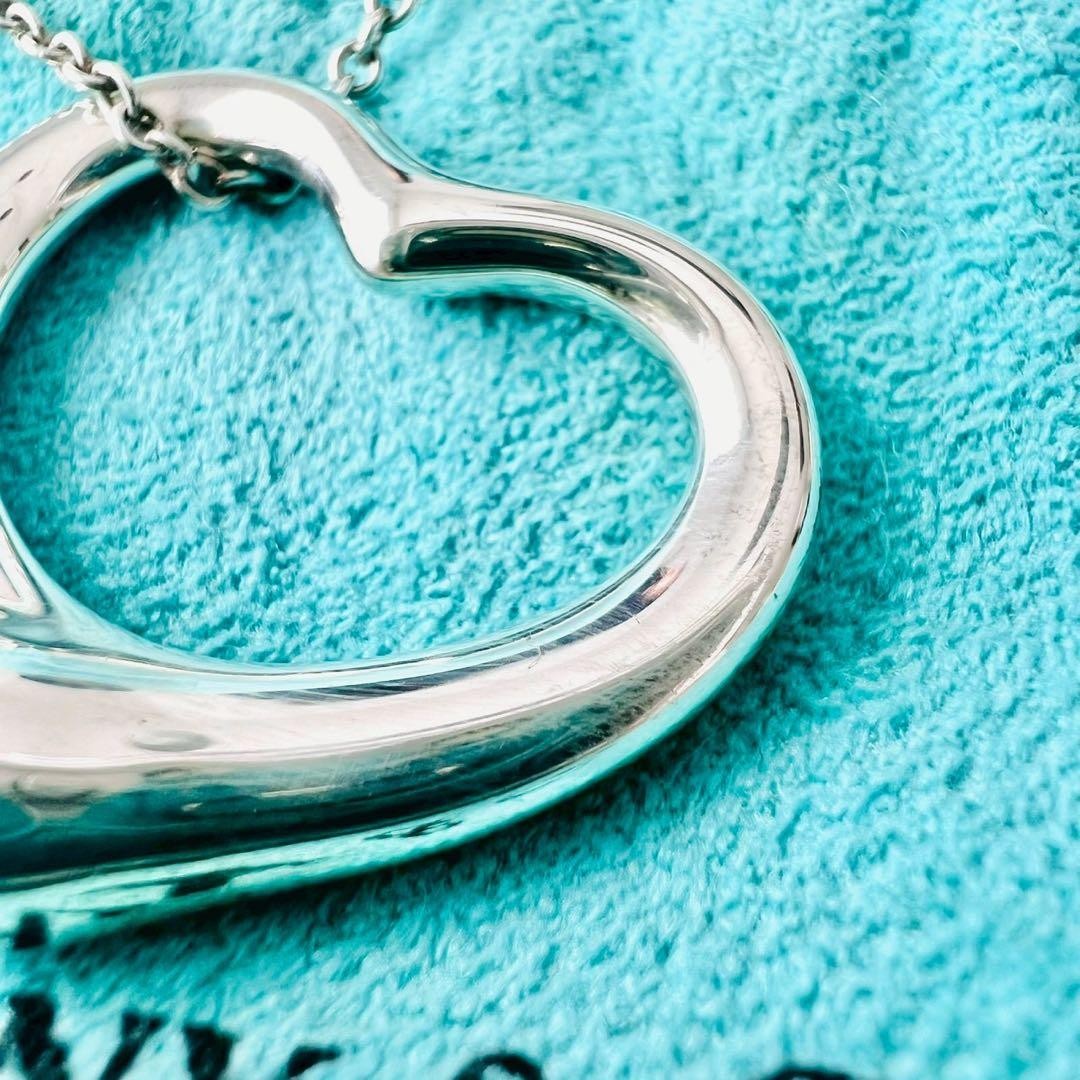 Tiffany & Co Open Heart Sterling Silver Elsa Peretti Necklace Pendant W/Pouch