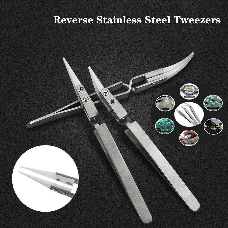 3pcs Ceramic Tip Soldering Tweezers Anti-Static Precision Electronic Tool Set