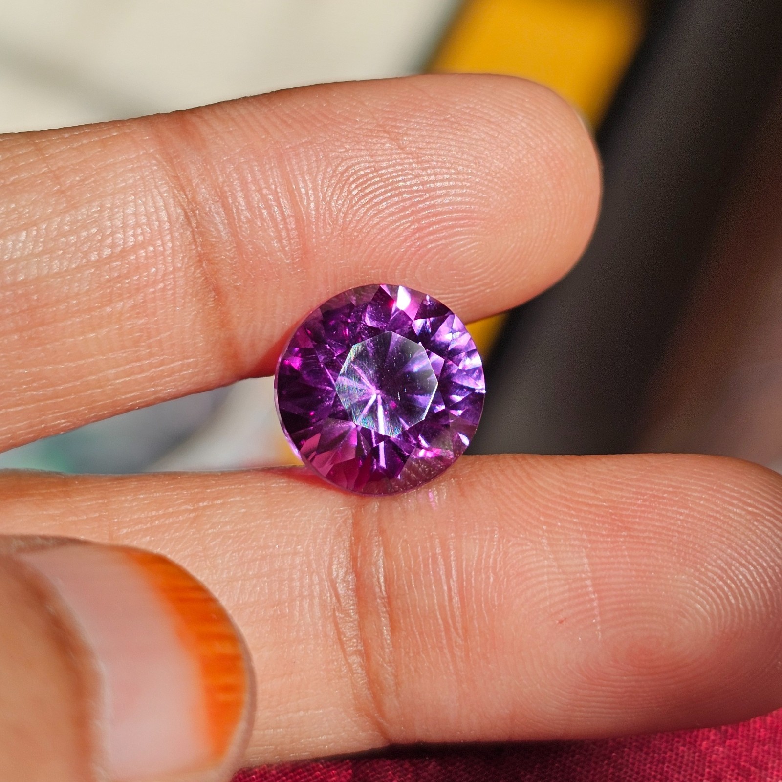 2 Pcs 8.5 Ct each Purple Sapphire Round Cut Loose Gemstone 10mm Ring Ston