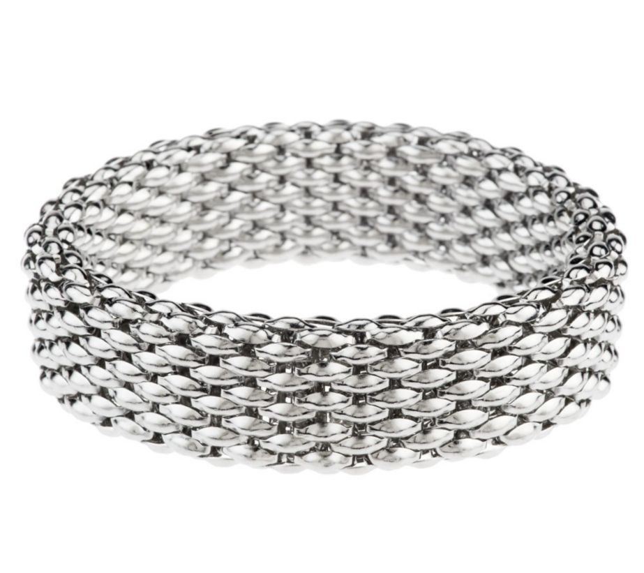 QVC Polished Popcorn Stretch Bangle Bracelet Stainless Steel by Design J282123