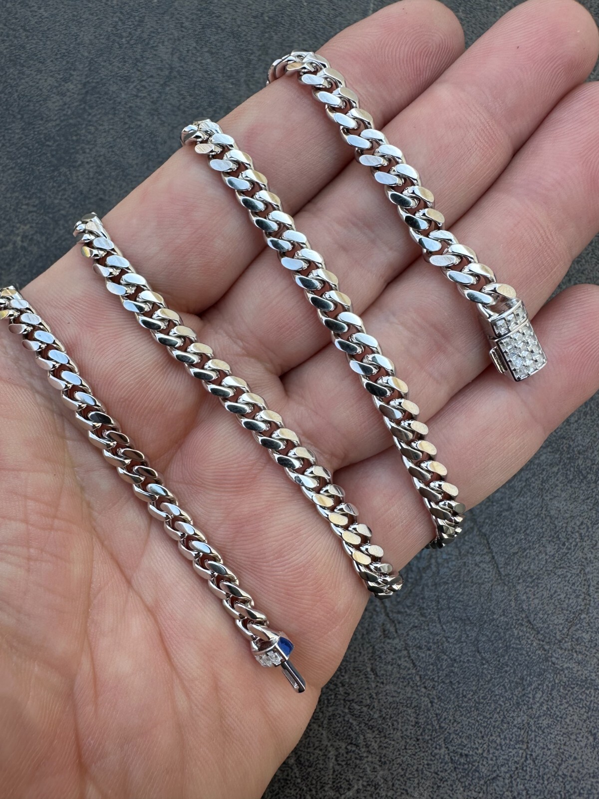 Baguette MOISSANITE Real Miami Cuban Link Chain Necklace Or Bracelet 925 Silver