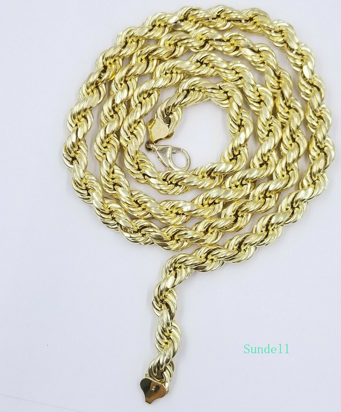 10k Yellow Gold Rope Chain Necklace 18″-30″ Men Women 4mm-10mm Real Gold Hollow