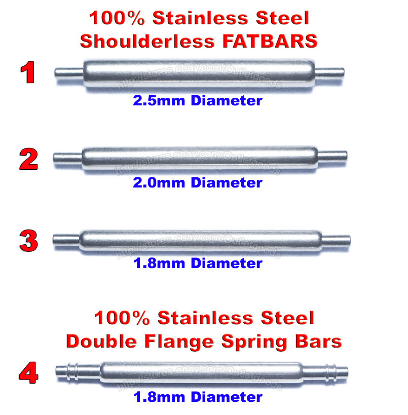 20mm Stainless Steel FATBAR Spring Bars for Seiko Prospex Solar 38.5mm V147-0CS0