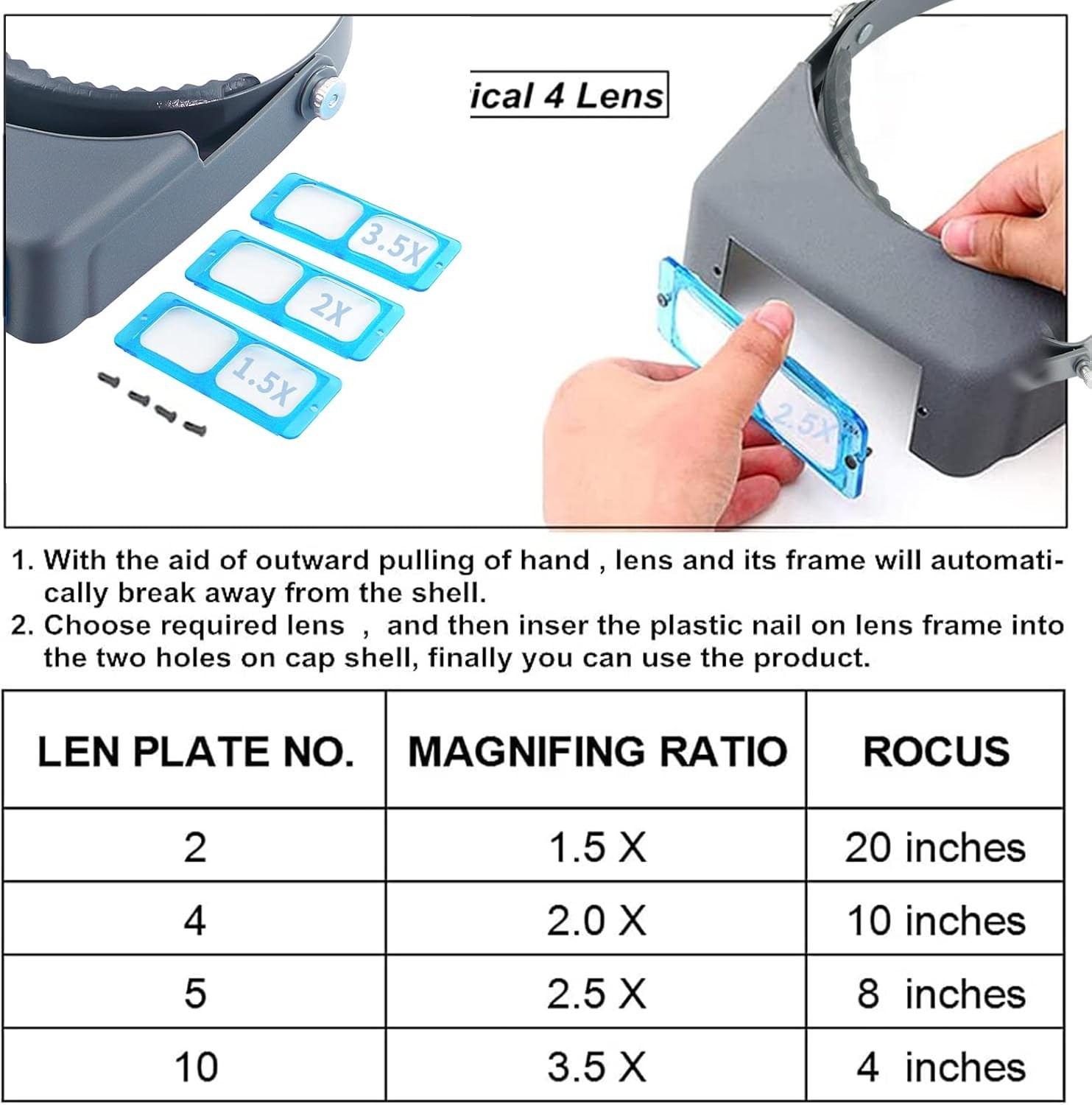 Headband Magnifier Double Lens Head Mounted Reading Loupe Jewelry Visor
