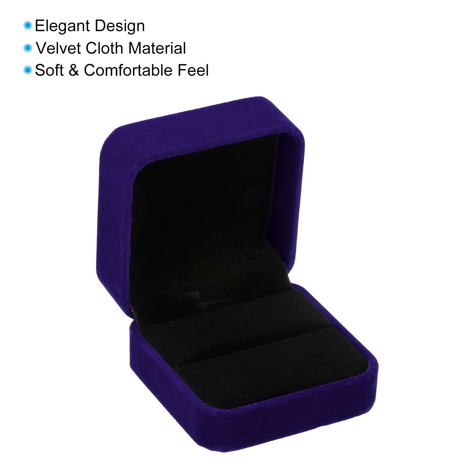 2pcs Velvet Ring Box Double Slot Wedding Ring Jewelry Holder Style 1 Purple
