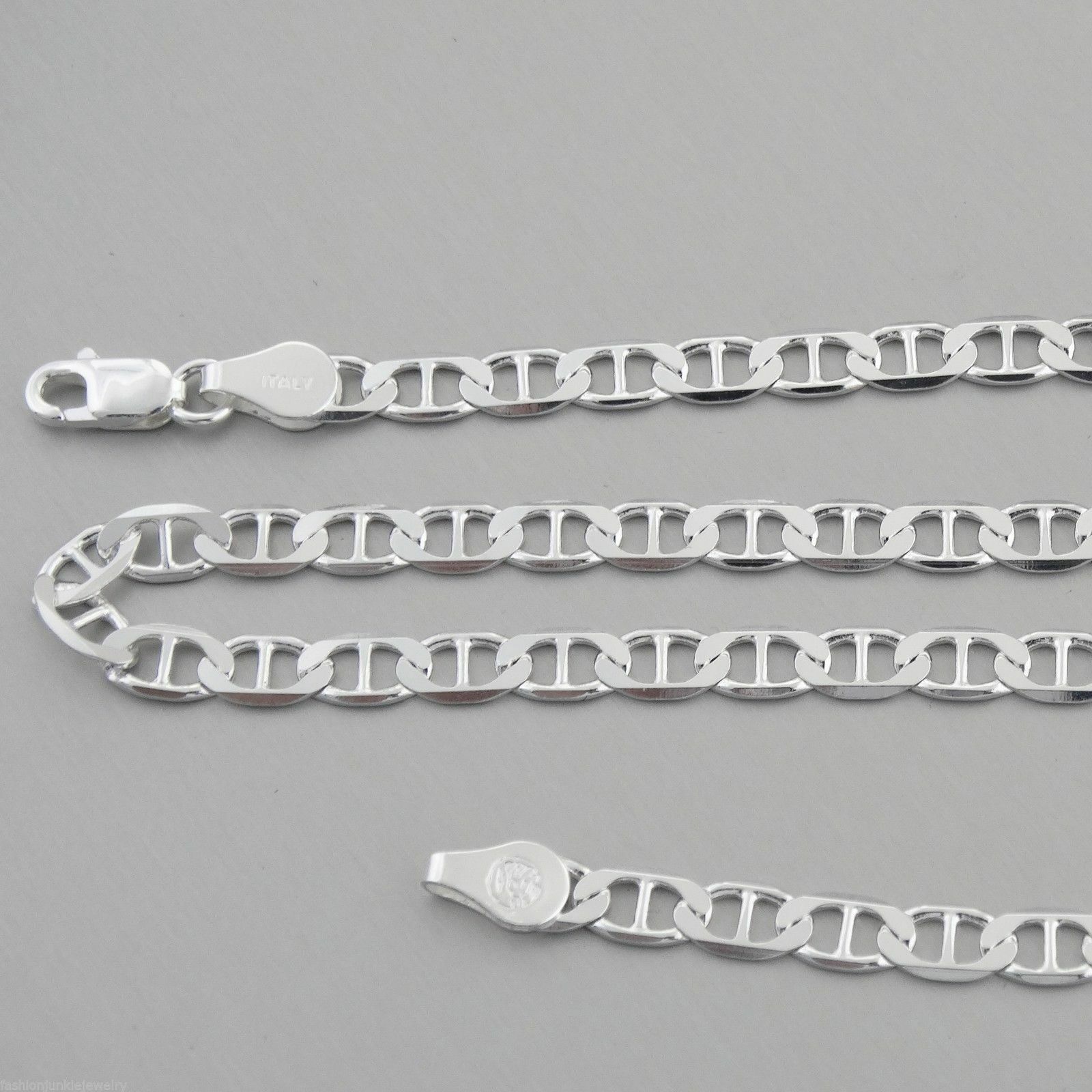 4.2mm Flat Marina Chain Necklace – 925 Sterling Silver-Mariner 16,18,20,22,24,30